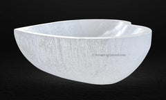 Amazing Gemstone Heart Selenite Bowl with smooth surface for charging crystals