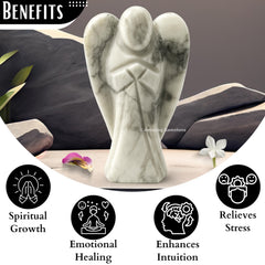 Amazing Gemstone Howlite Angel gift-ready display for desk or altar.