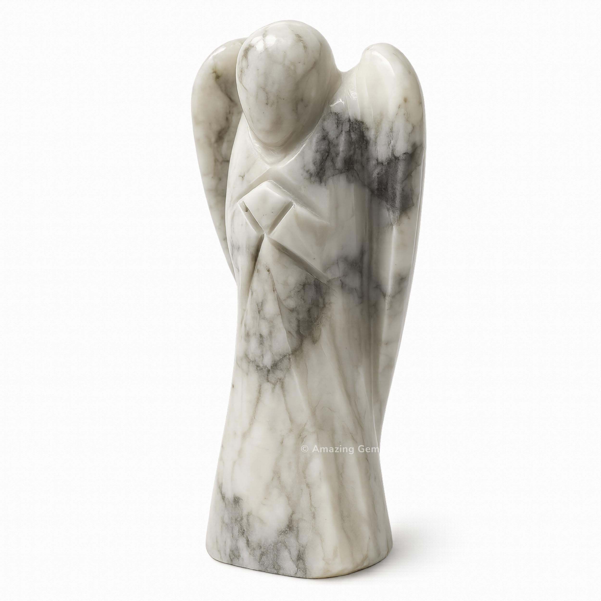 Amazing Gemstone Howlite Angel in velvet pouch, ideal for gifting and everyday display.