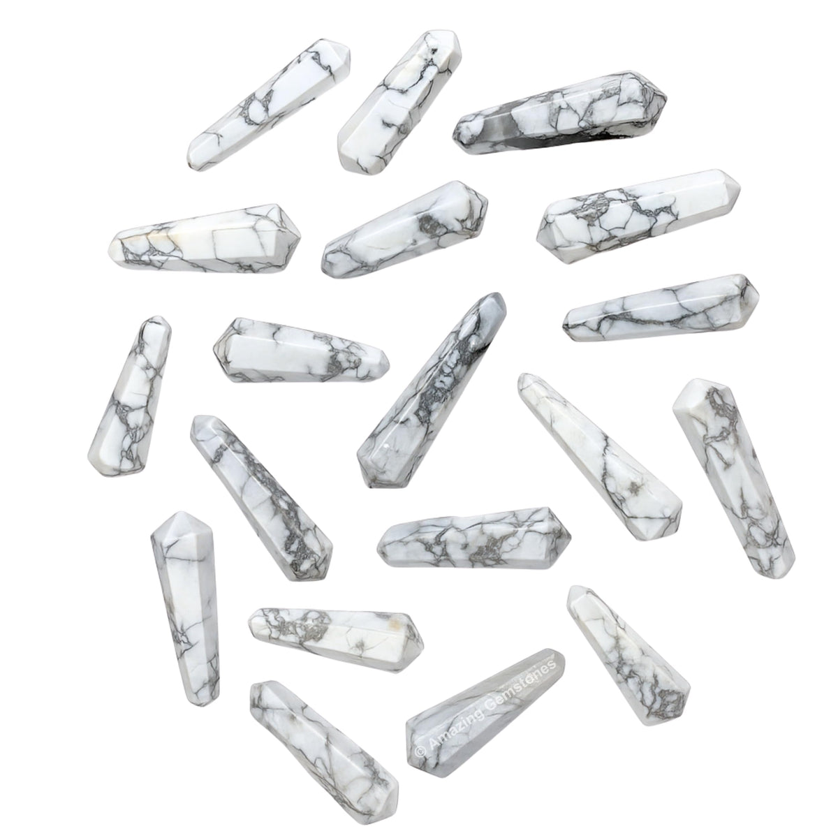 Amazing Gemstone Howlite point wand for crystal grids and meditation focus