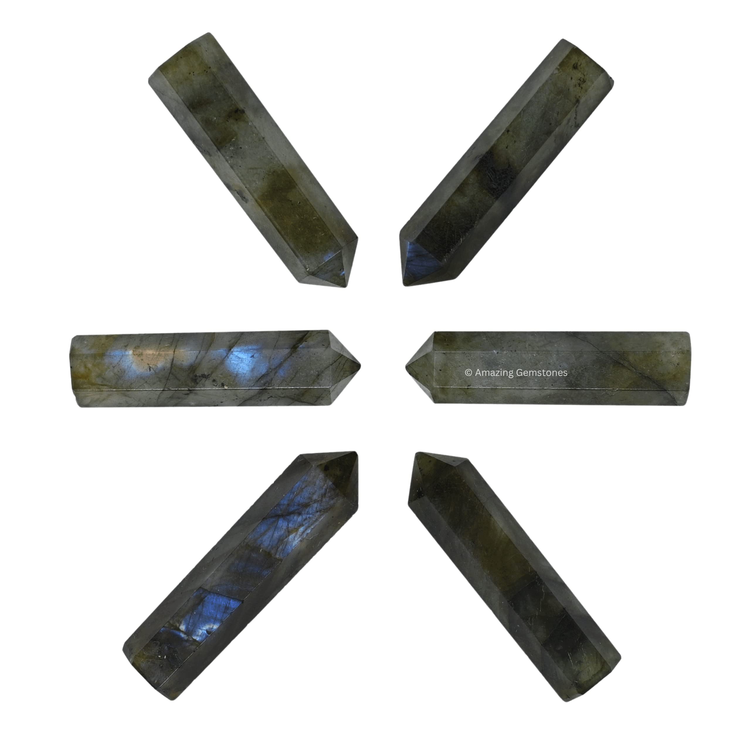 Amazing Gemstone Labradorite velvet pouch accompanying gift-ready crystals.