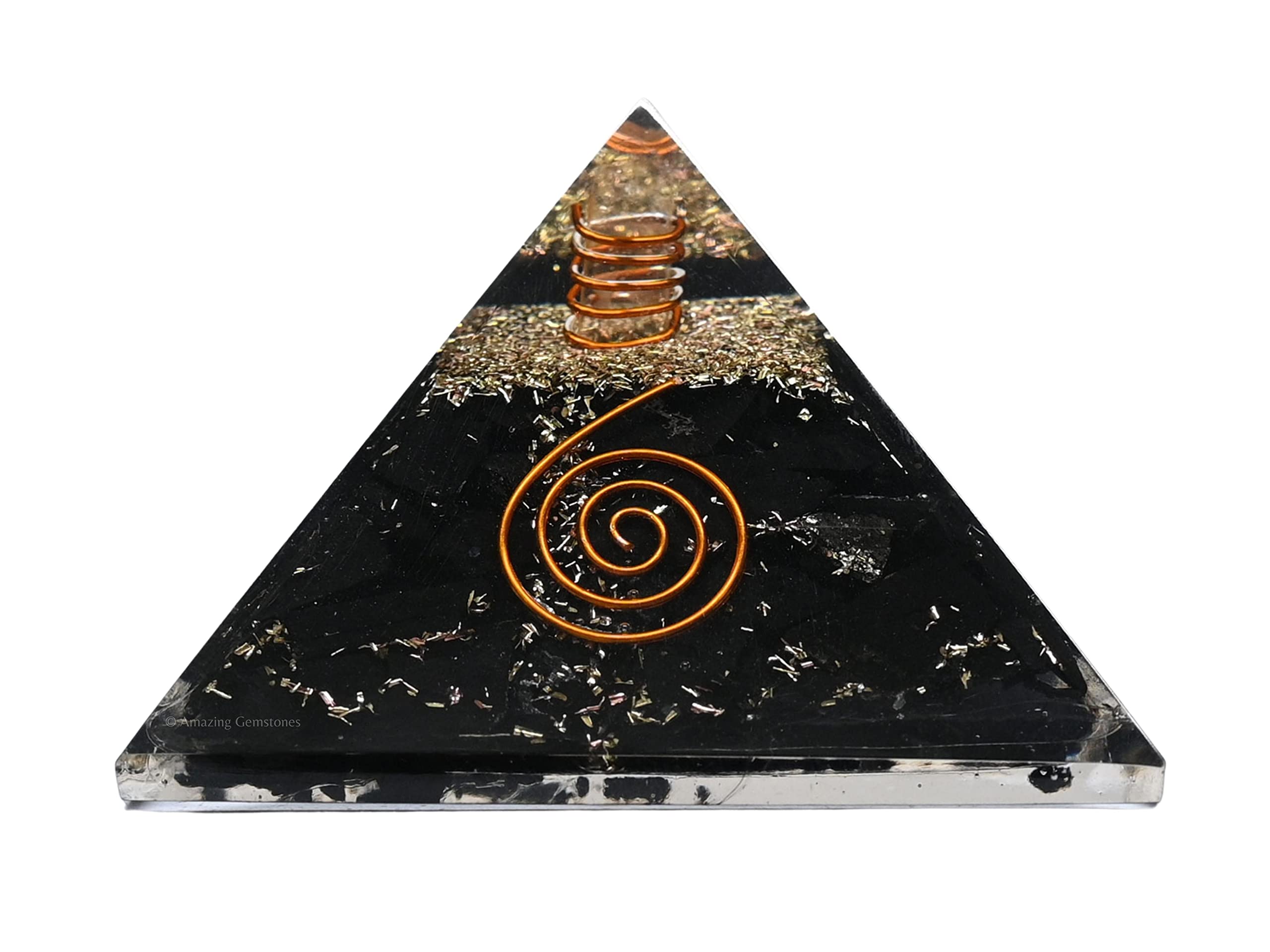 Amazing Gemstone large orgone pyramid with black tourmaline for positive energy ambiance