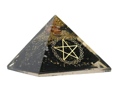 Amazing Gemstone Large Orgone Pyramid pentacle detail emphasizes design and focal energy vibe.