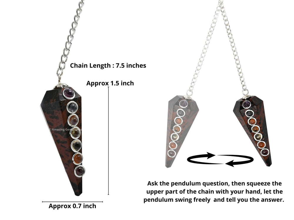 Amazing Gemstone two-inch pendulum with seven-inch chain in velvet pouch