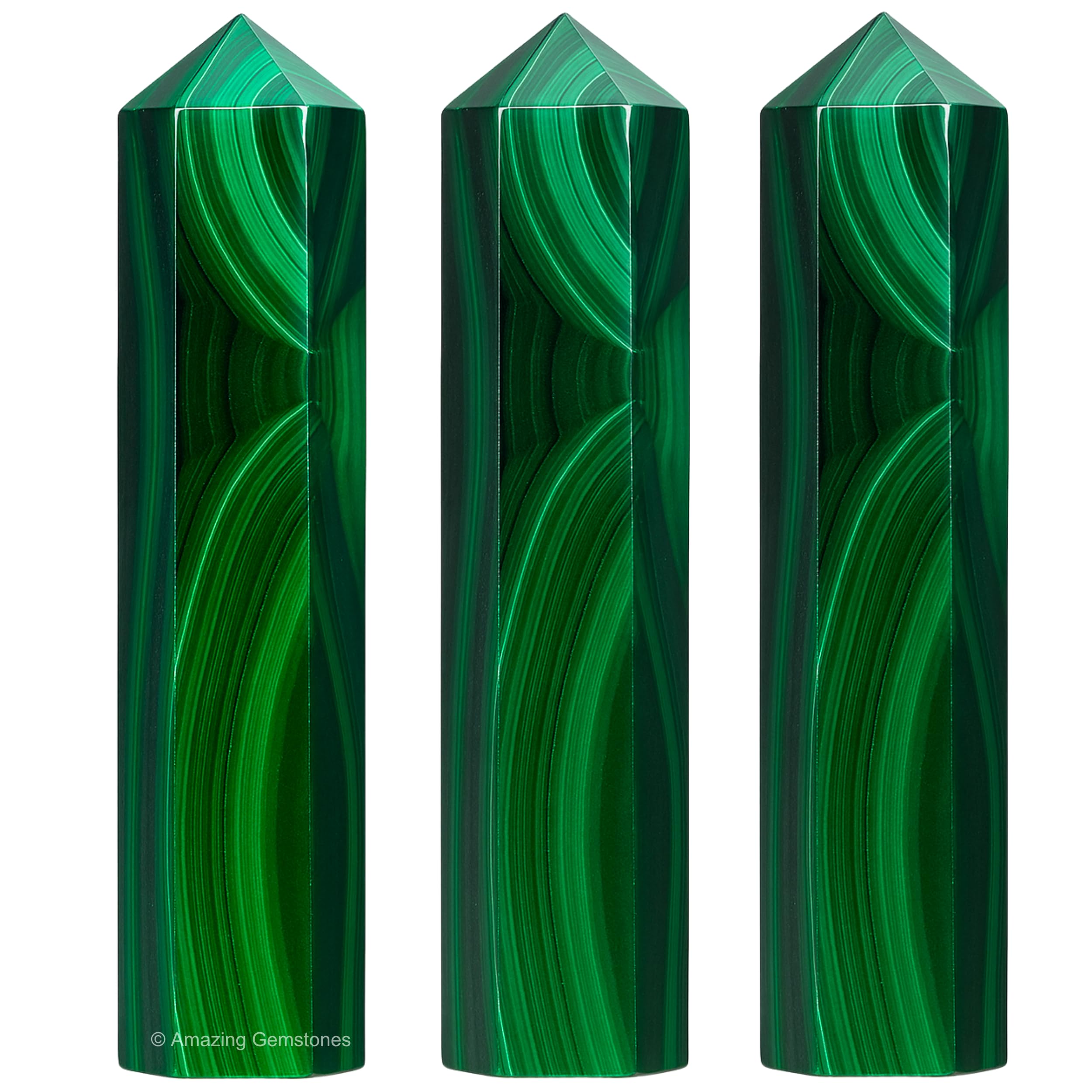 Amazing Gemstone Malachite hexagonal point set with velvet pouch for gifting