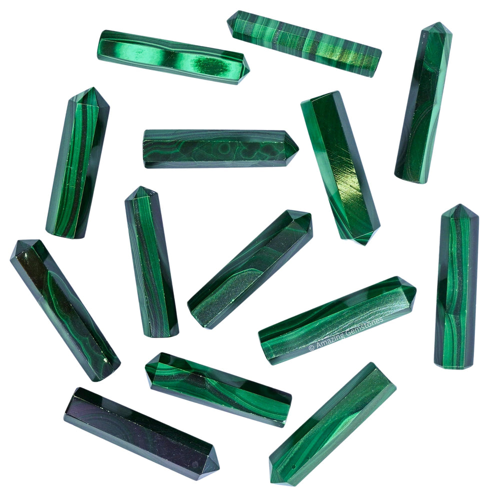 Amazing Gemstone Malachite hexagonal point showing green banding