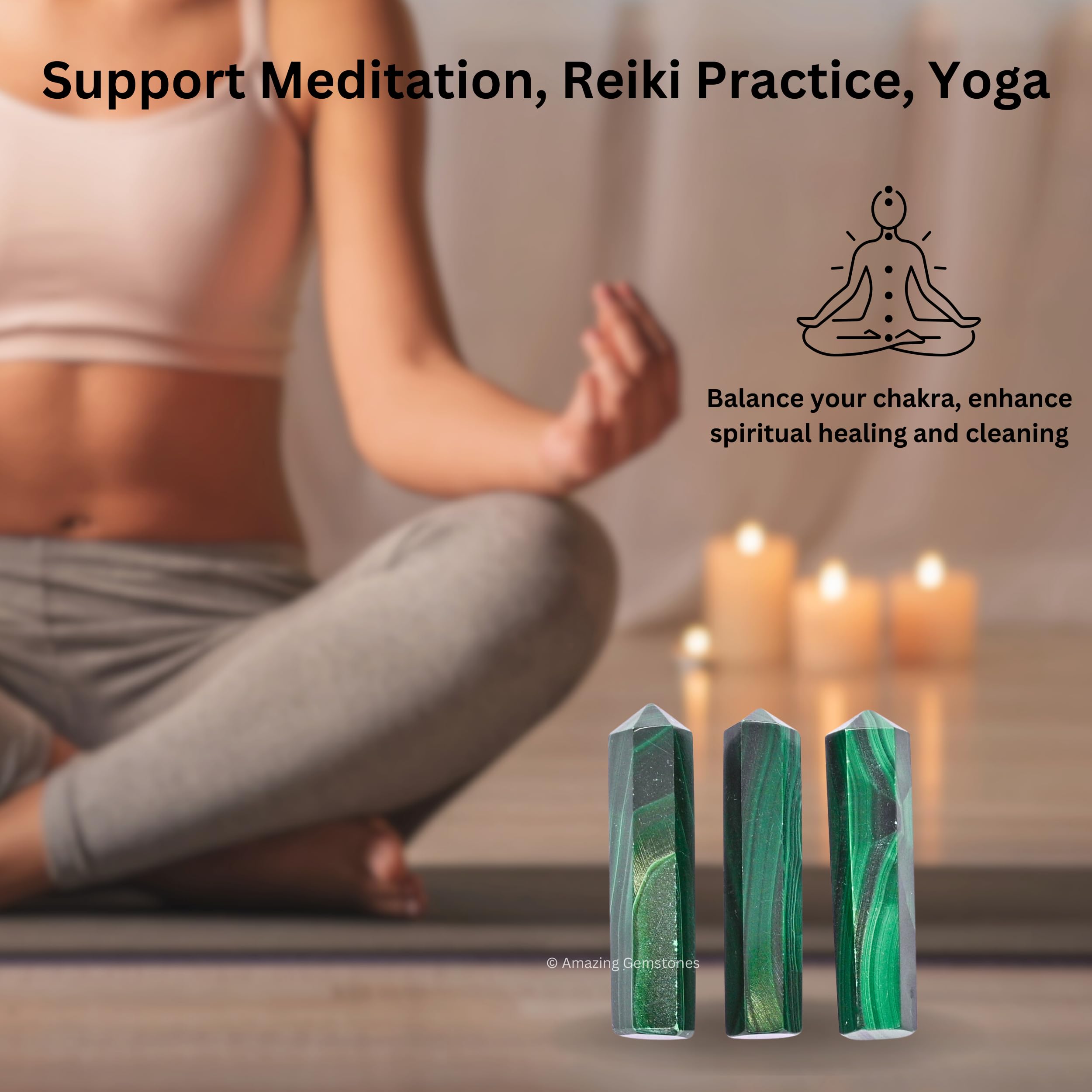 Amazing Gemstone Malachite hexagonal point set for chakra balancing rituals