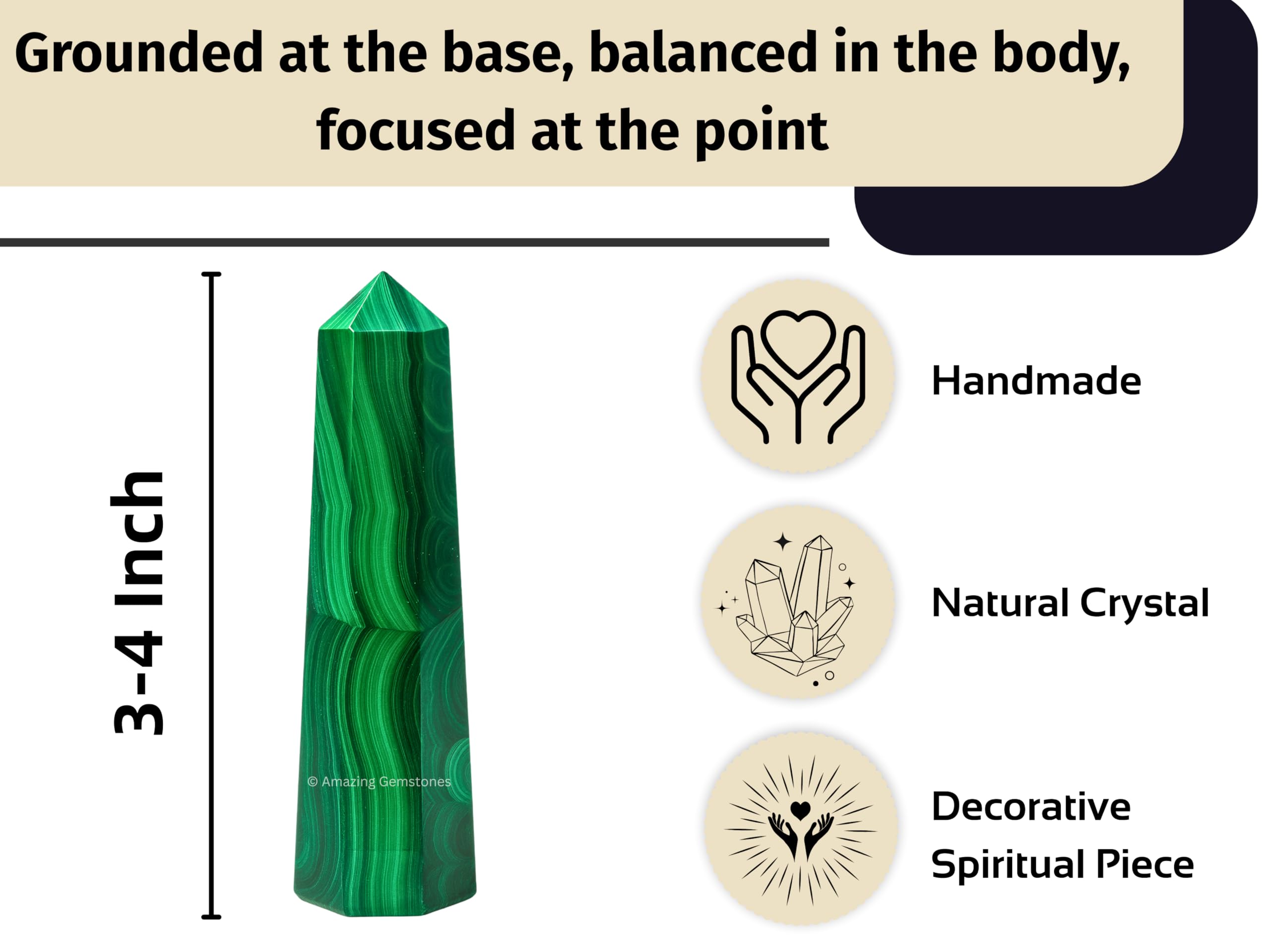 Amazing Gemstone Malachite Meditation Focus aids calm and clarity