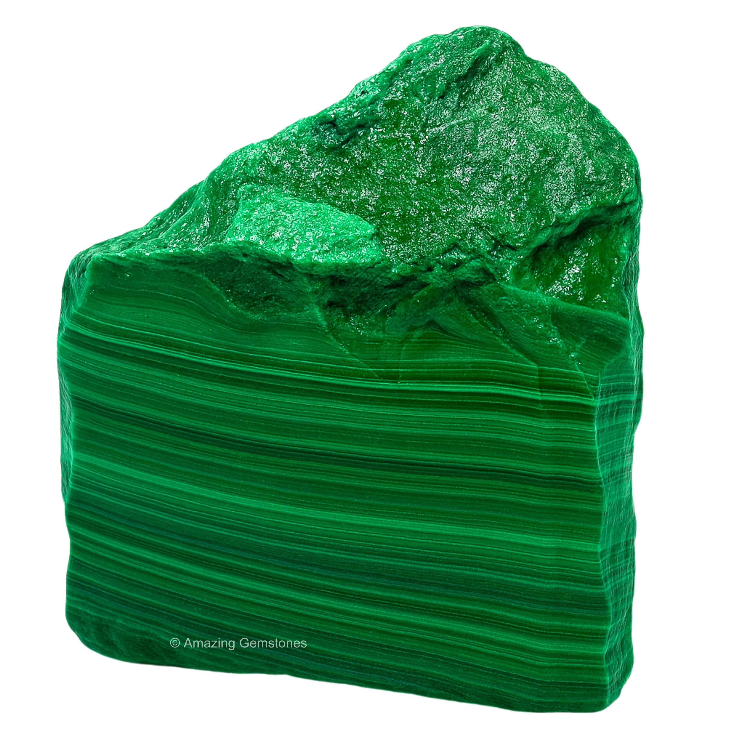 Amazing Gemstone Malachite raw crystal, vibrant green for meditation.