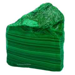 Amazing Gemstone Malachite raw crystal, vibrant green for meditation.