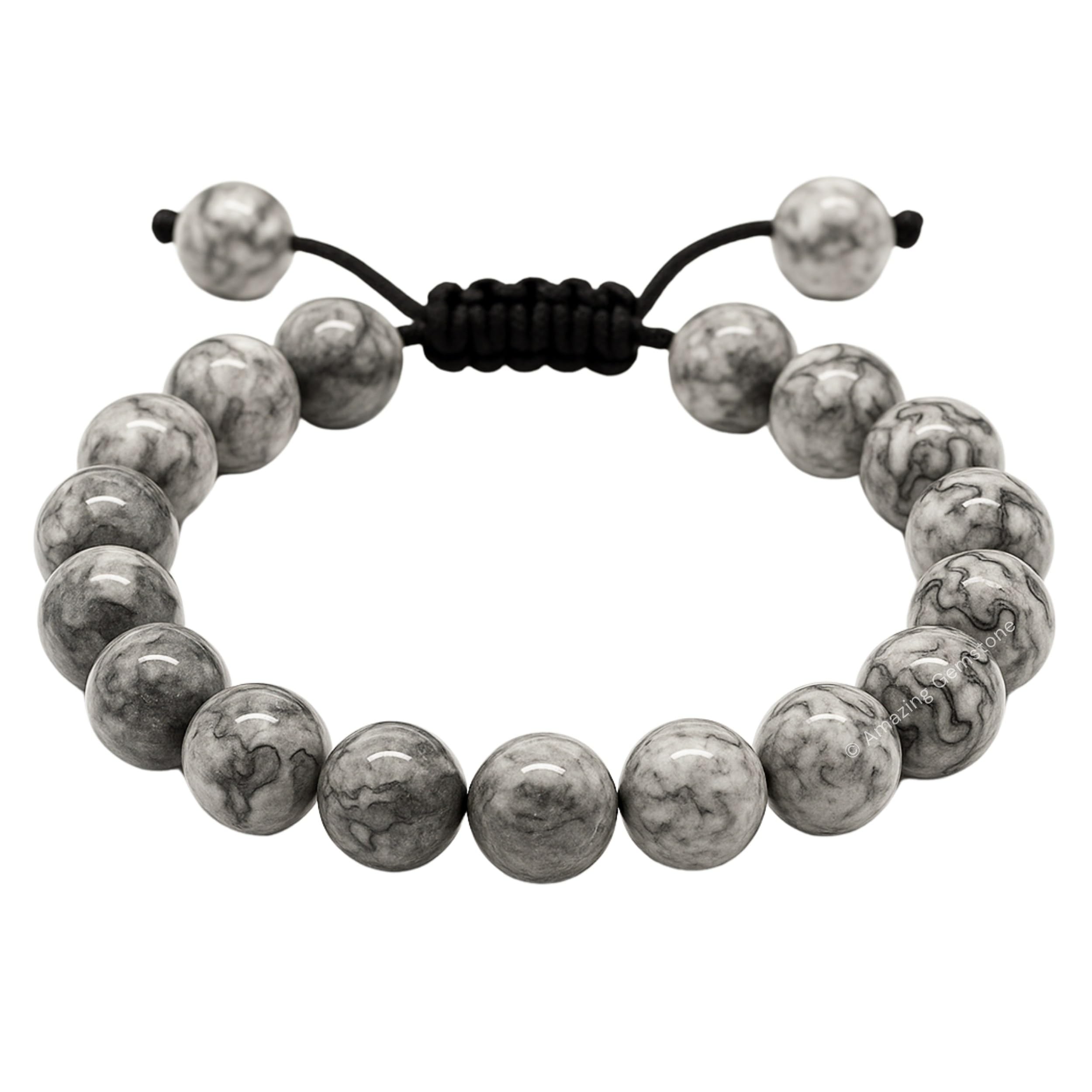 Amazing Gemstone Map Stone Bracelet close-up beads showing authentic natural gemstones.