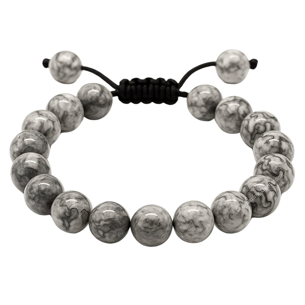 Amazing Gemstone Map Stone Bracelet close-up beads showing authentic natural gemstones.