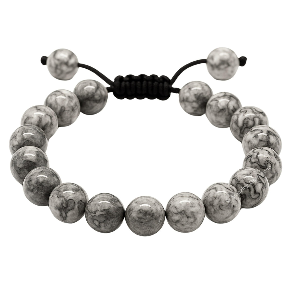Amazing Gemstone Map Stone Bracelet close-up beads showing authentic natural gemstones.