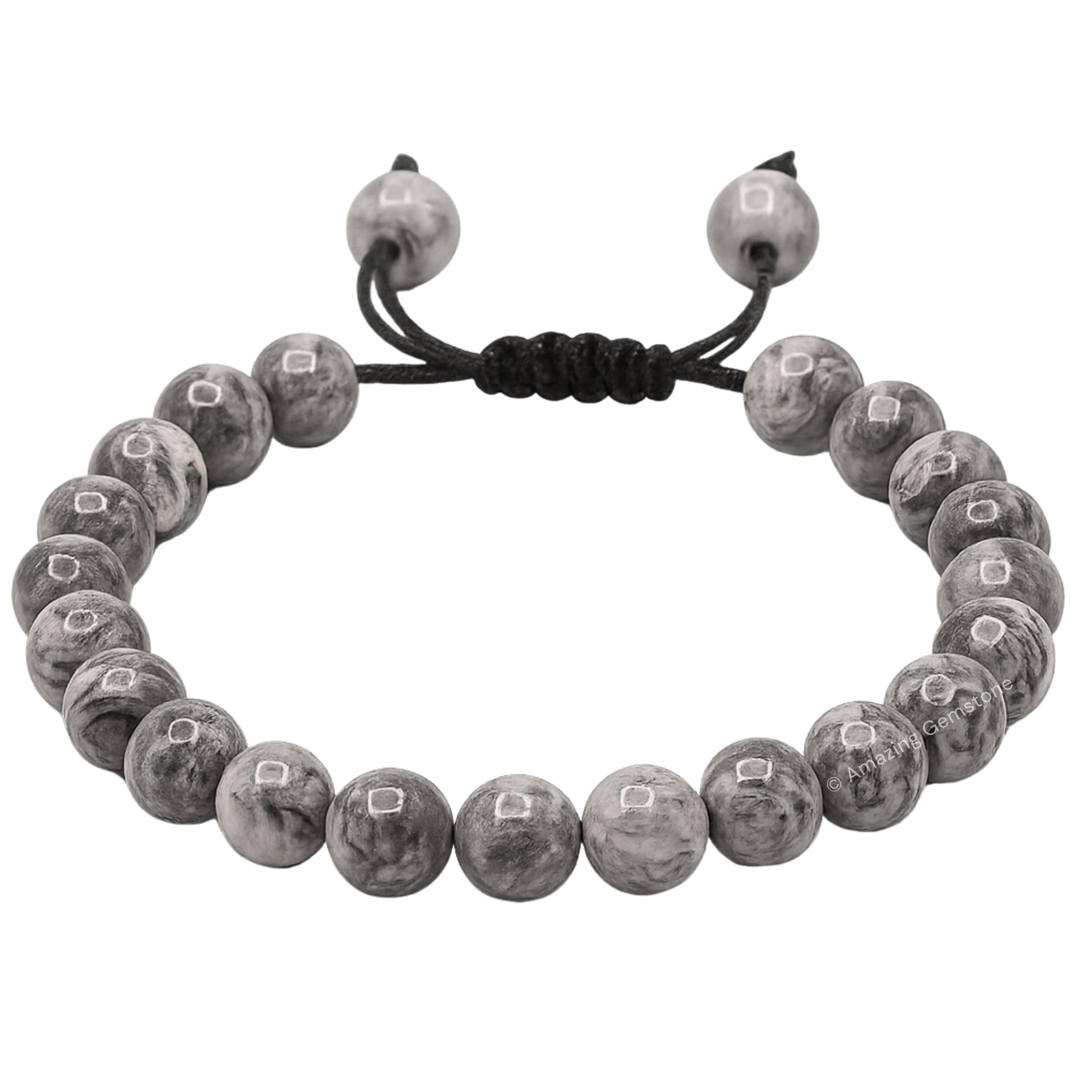 Amazing Gemstone Map Stone Bracelet on wrist displaying unisex style and comfort.