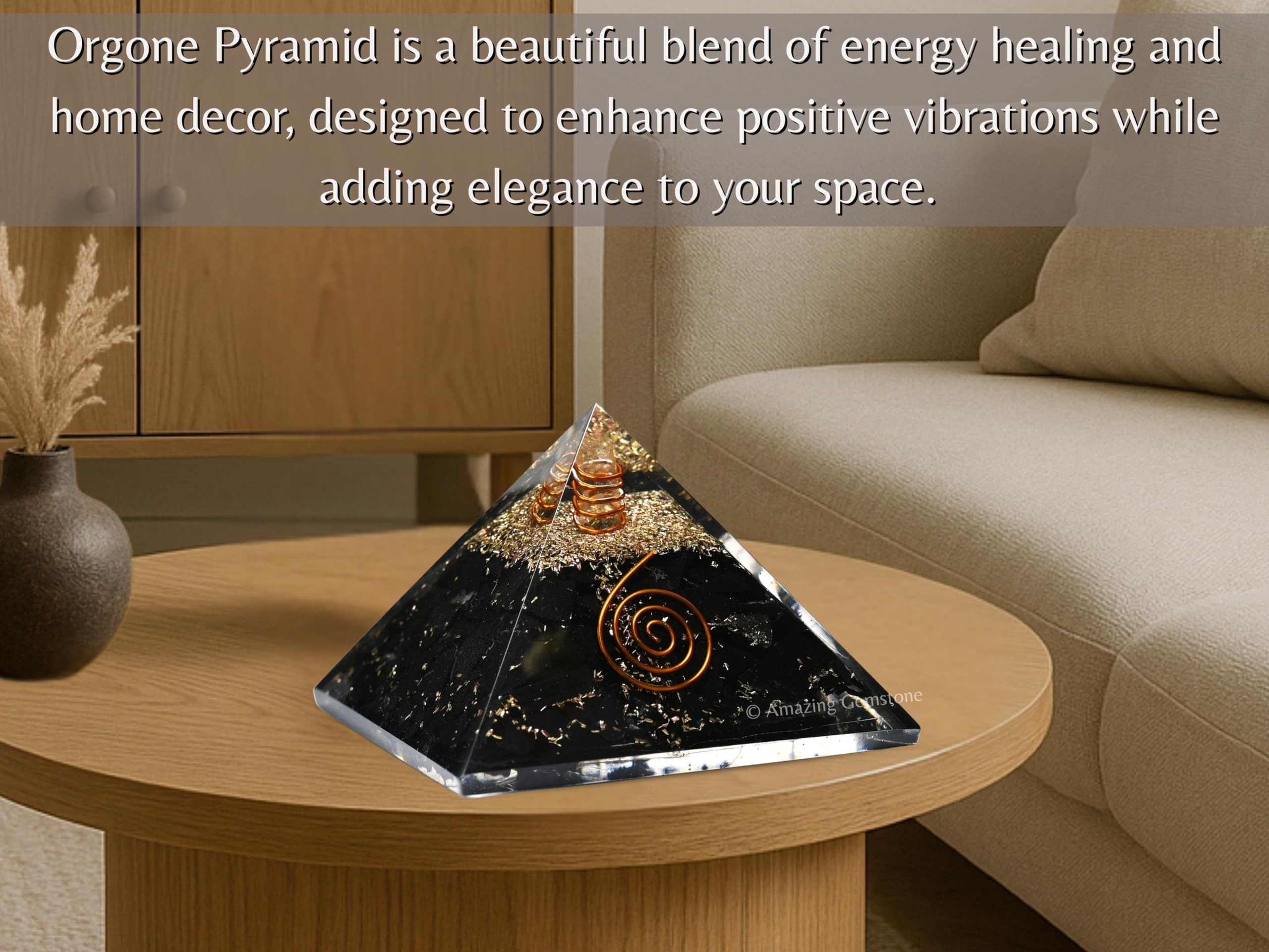 Amazing Gemstone meditation yoga orgone pyramid supports calm focus