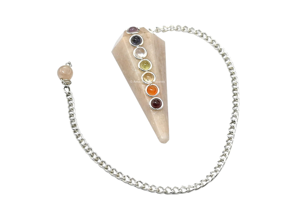 Amazing Gemstone moonstone dowsing crystal chain aids divination and object finding rituals.