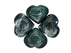 Amazing Gemstone Moss Agate Heart Palm Stone used on body parts for gentle massage