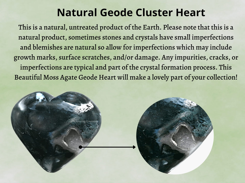Amazing Gemstone Moss Agate Heart Palm Stone supports crystal grid meditation sessions