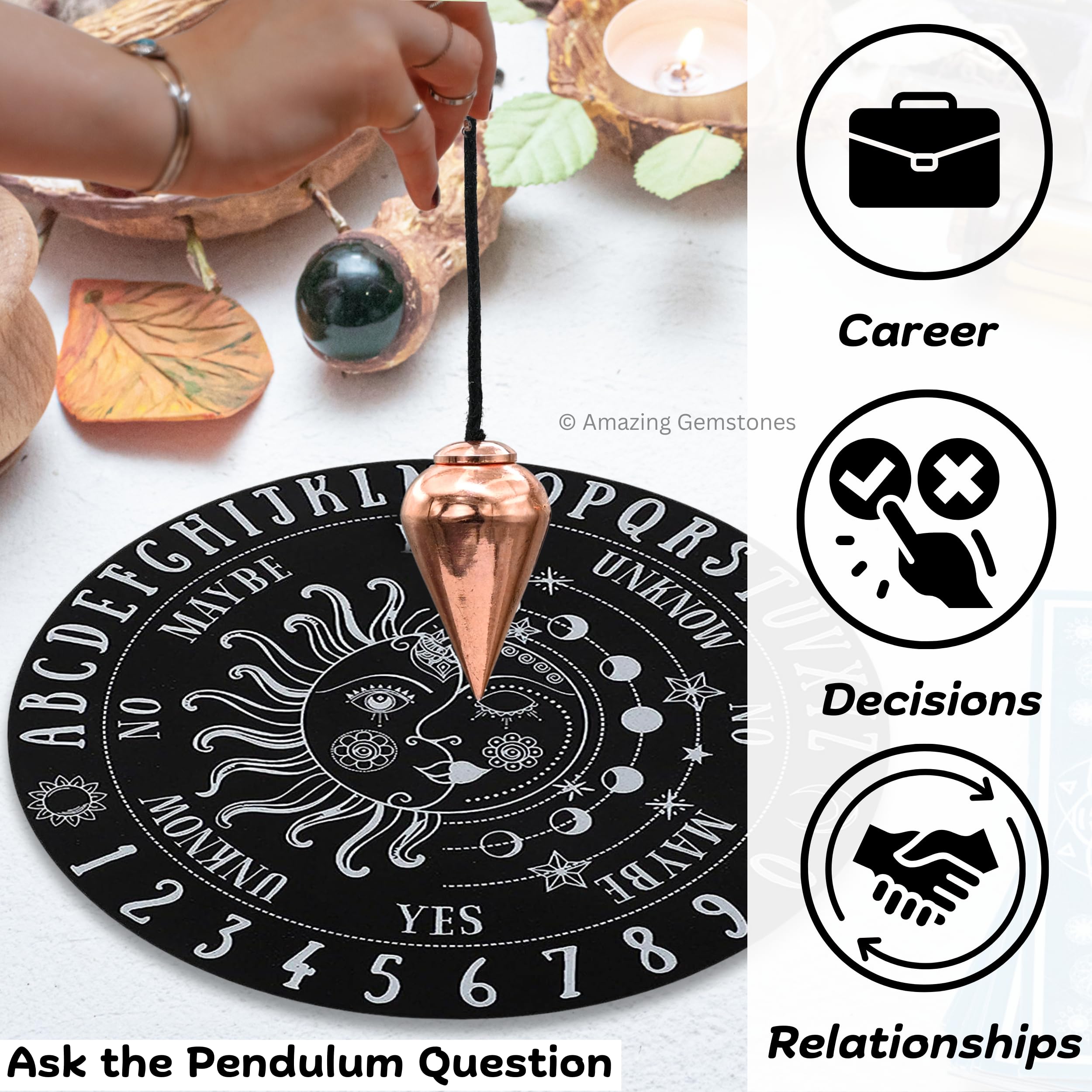 Amazing Gemstone MP60 copper dome pendulum in a practitioner setup.