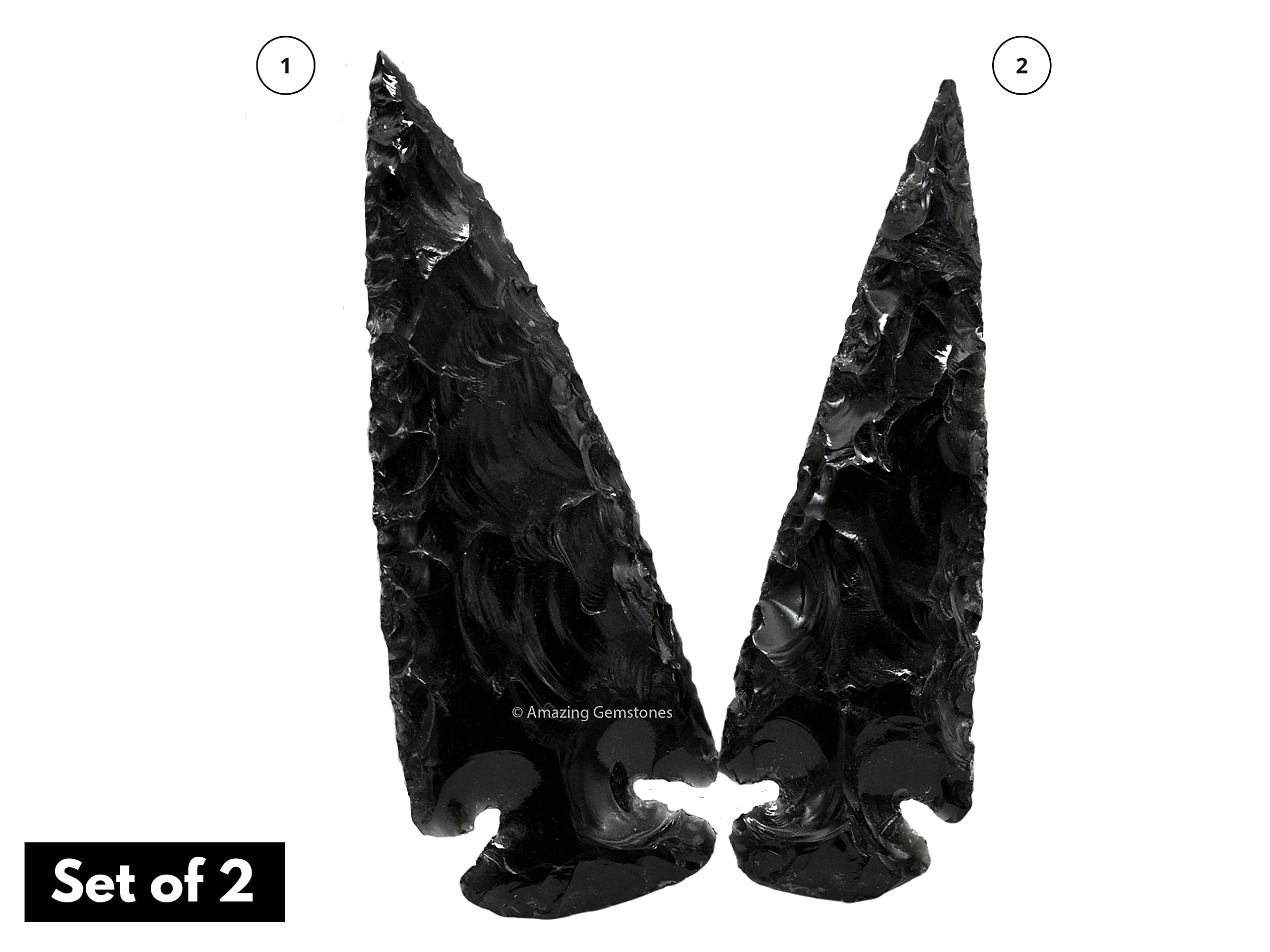 Amazing Gemstone obsidian arrowhead close-up showing natural texture and shine.