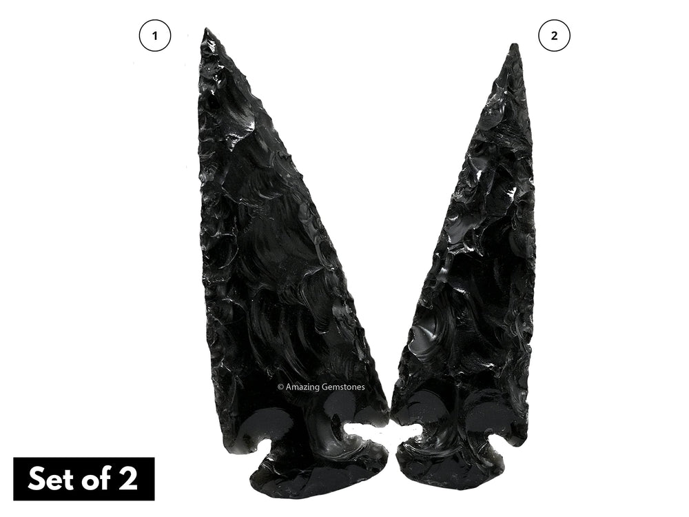 Amazing Gemstone obsidian arrowhead close-up showing natural texture and shine.