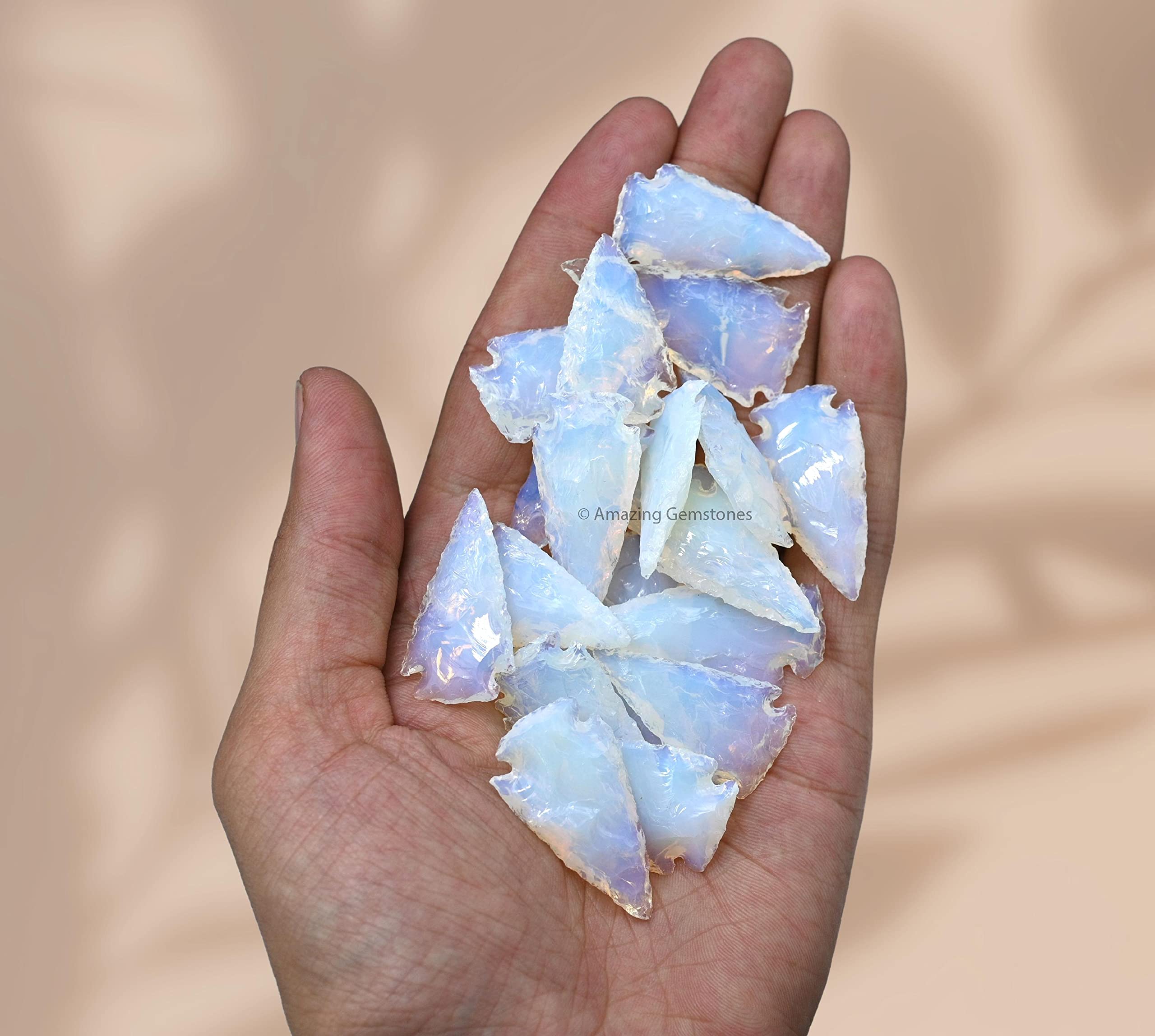 Amazing Gemstone opalite arrowhead wooden display stand for showcasing craftsmanship