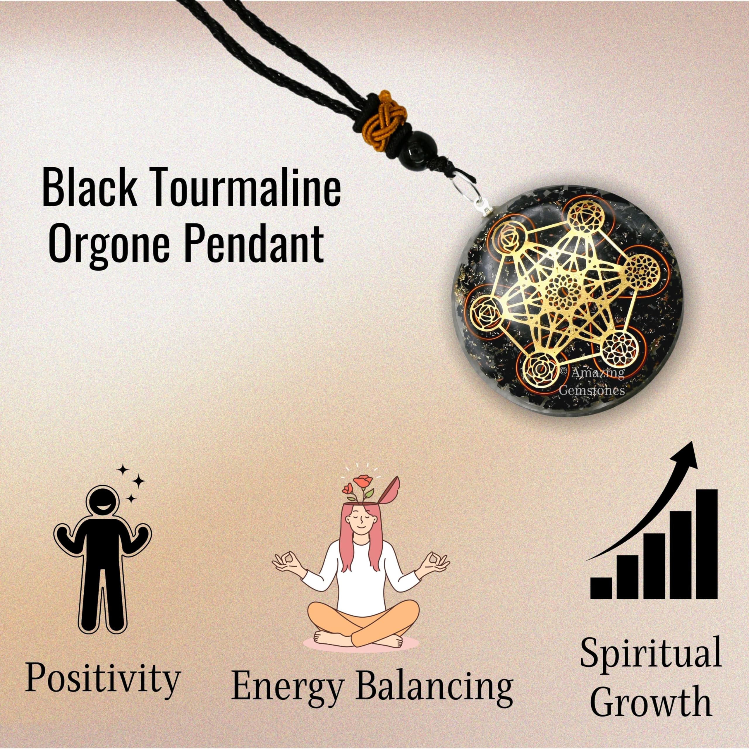Amazing Gemstone Orgone Pendant shows natural crystal composition with resin and metal blend.