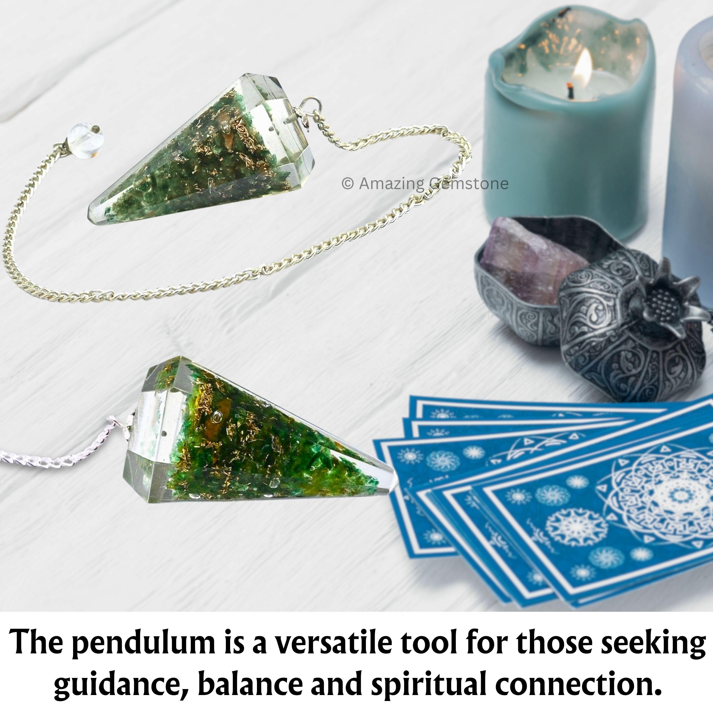Amazing Gemstone orgone crystal pendulum designed for divination practice