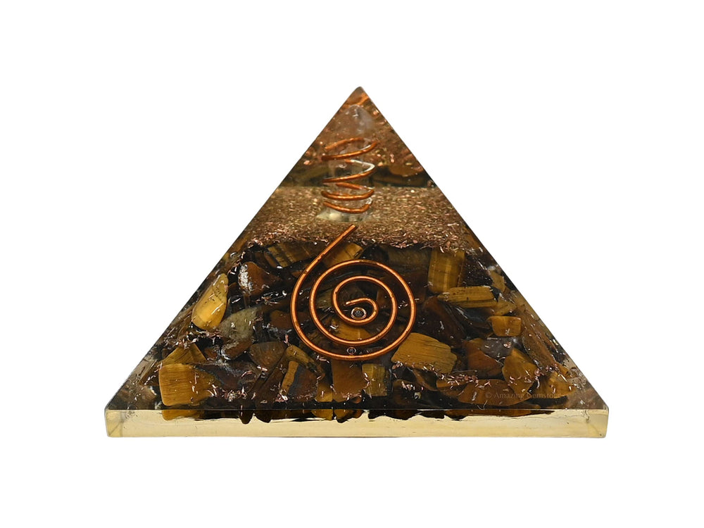 Amazing Gemstone orgone pyramid close-up showing copper coil for energy balance
