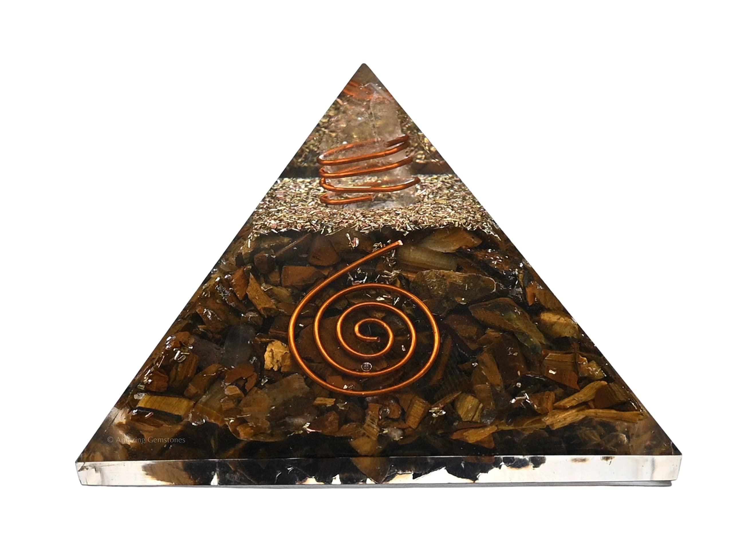 Amazing Gemstone orgone pyramid close-up of natural gemstones for feng shui