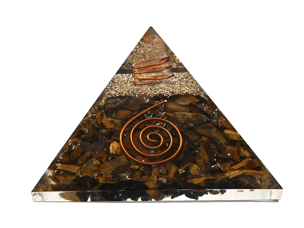 Amazing Gemstone orgone pyramid close-up of natural gemstones for feng shui