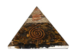 Amazing Gemstone orgone pyramid close-up of natural gemstones for feng shui