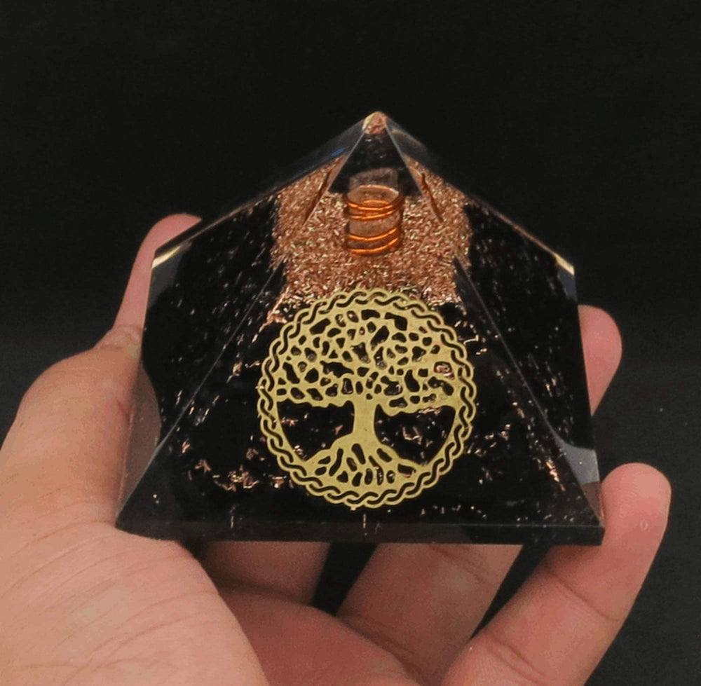 Amazing Gemstone orgone pyramid as a stylish paperweight and decor.