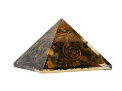 Amazing Gemstone orgone pyramid with Tigers Eye crystal enhances meditation ambience
