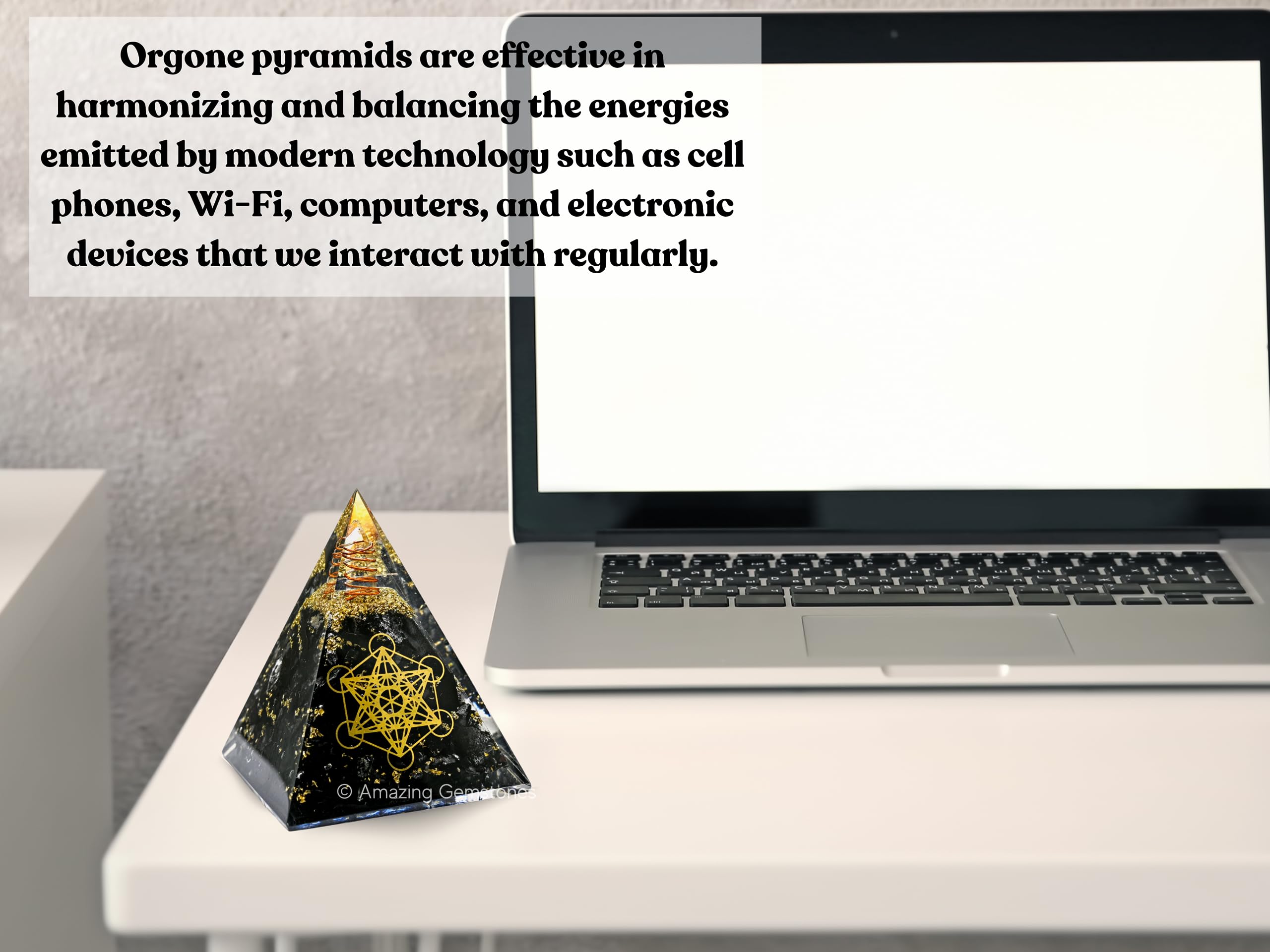 Amazing Gemstone Orgone pyramid in premium gift box for gifting energy.