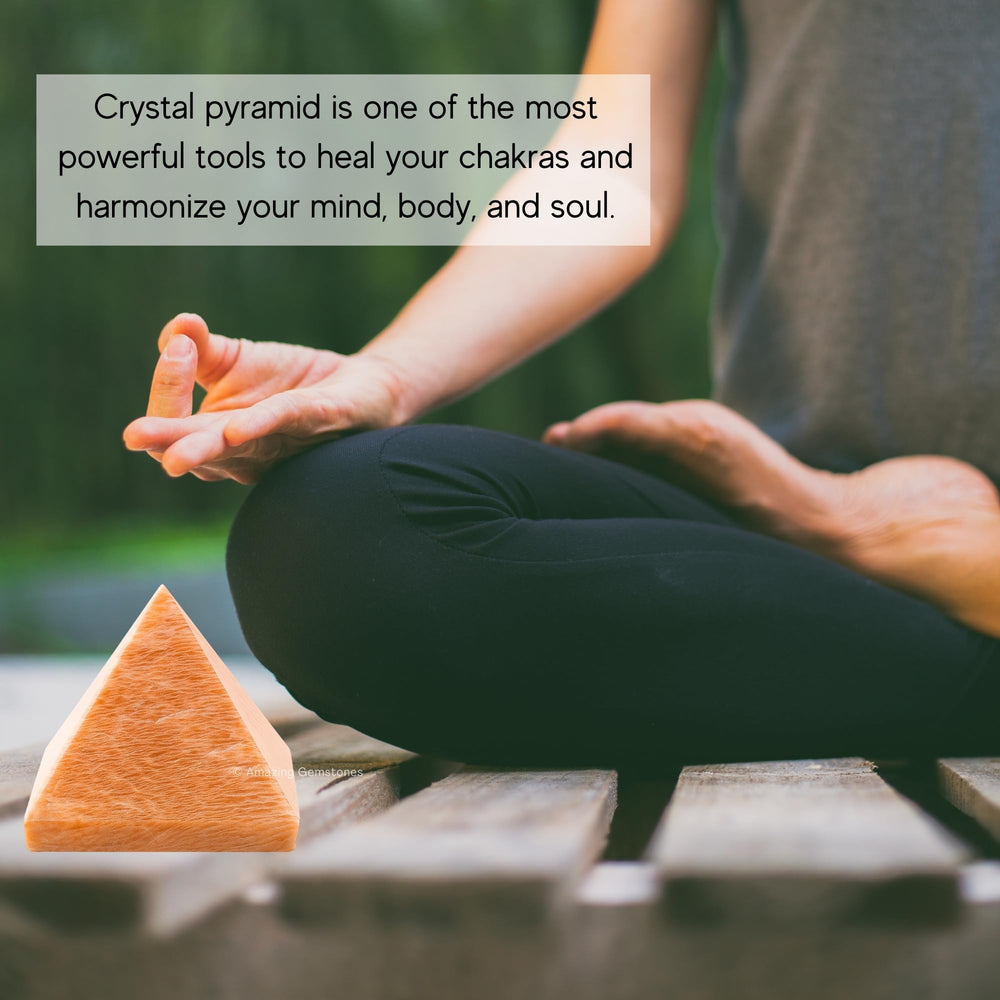 Pyramid from Amazing Gemstone used as a desk paperweight