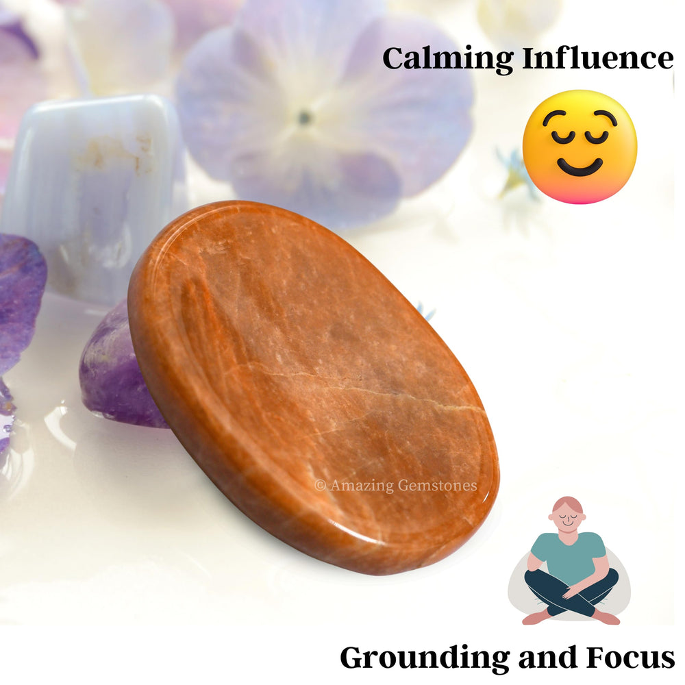 Amazing Gemstone Peach Moonstone Worry Stone makes a thoughtful mindfulness gift