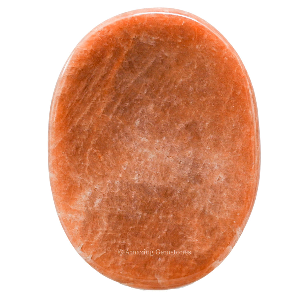 Amazing Gemstone Peach Moonstone Worry Stone with smooth finish for calming grip