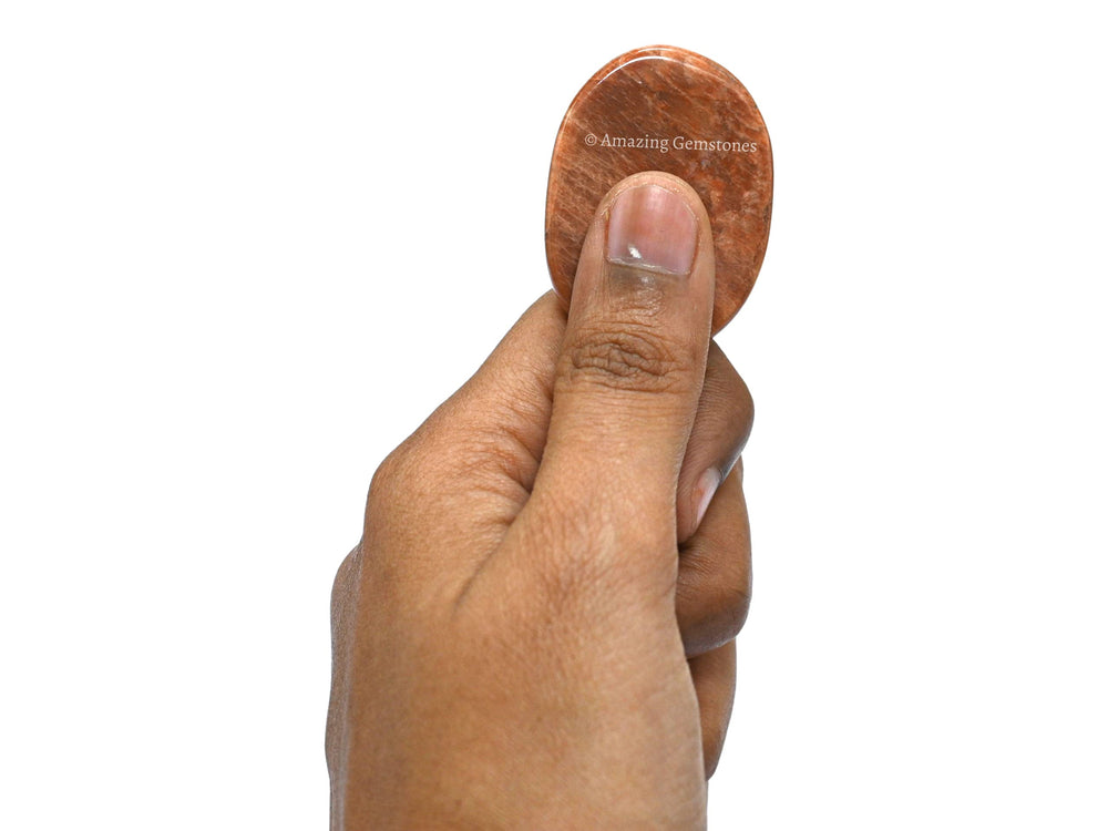 Amazing Gemstone Peach Moonstone Worry Stone offering therapeutic touch during stress