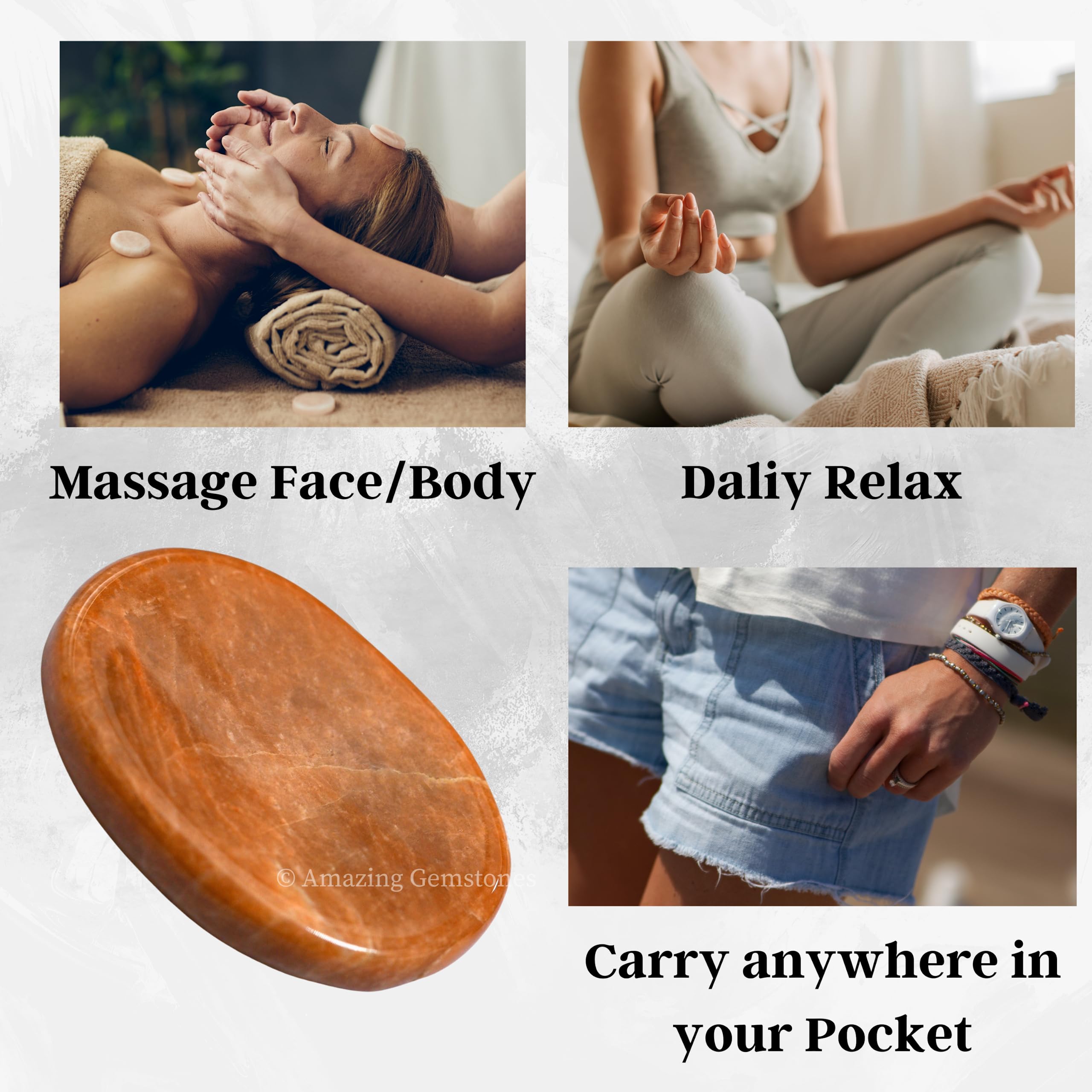 Amazing Gemstone Peach Moonstone Worry Stone travel size for mindful breaks
