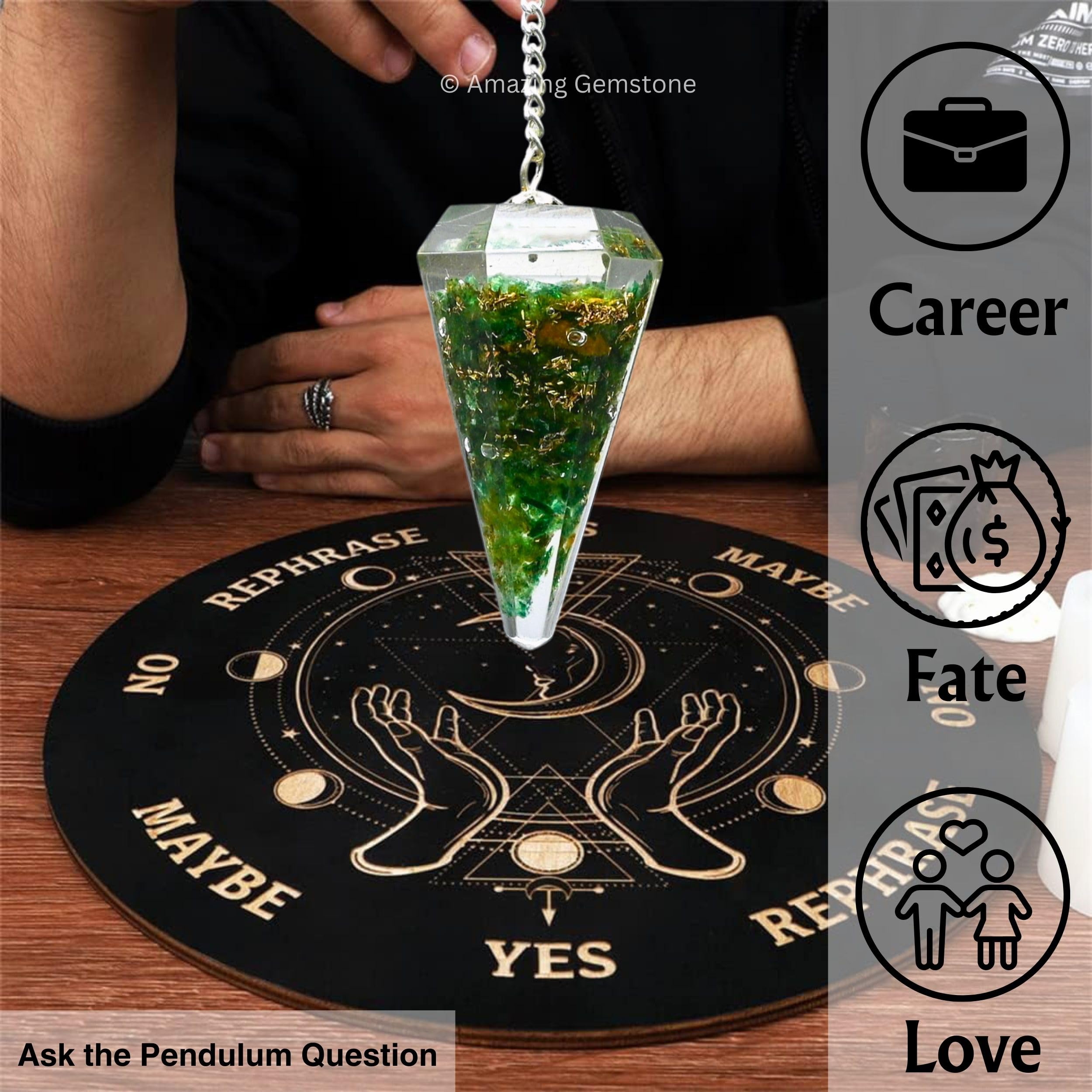 Amazing Gemstone pendulum ideal for locating objects and testing crystal fit
