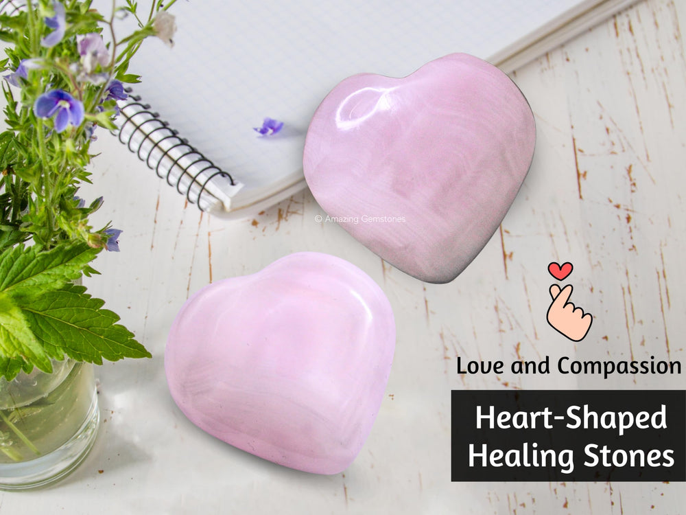 Amazing Gemstone Pink Calcite Heart Palm Stone packaging and presentation.