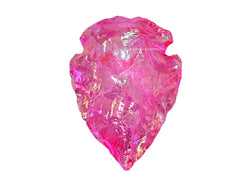 Amazing Gemstone pink rose aura quartz arrowhead close-up reveals natural pink shimmer.