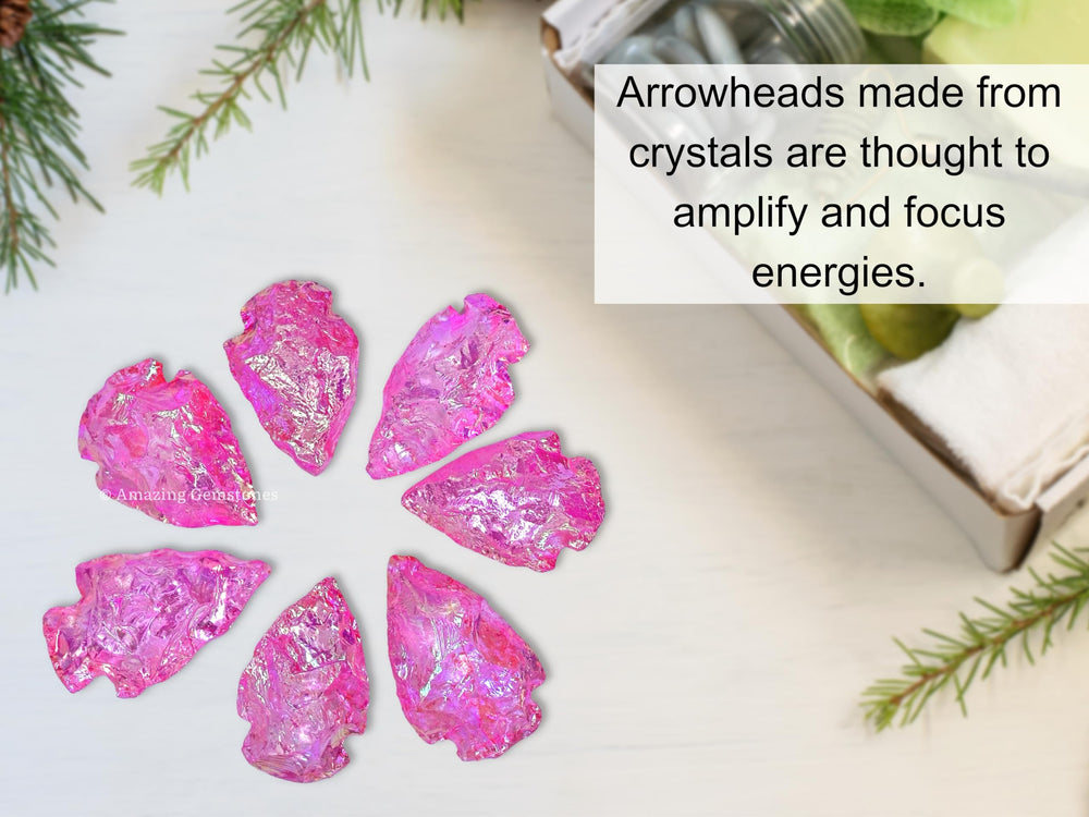 Amazing Gemstone pink rose aura quartz arrowhead natural crystal for crafts and decor.