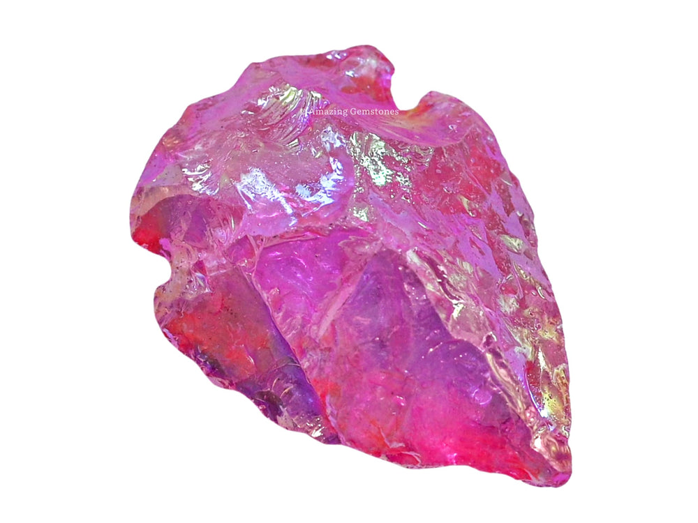 Amazing Gemstone pink rose aura quartz arrowhead natural texture highlighting authentic craftsmanship.