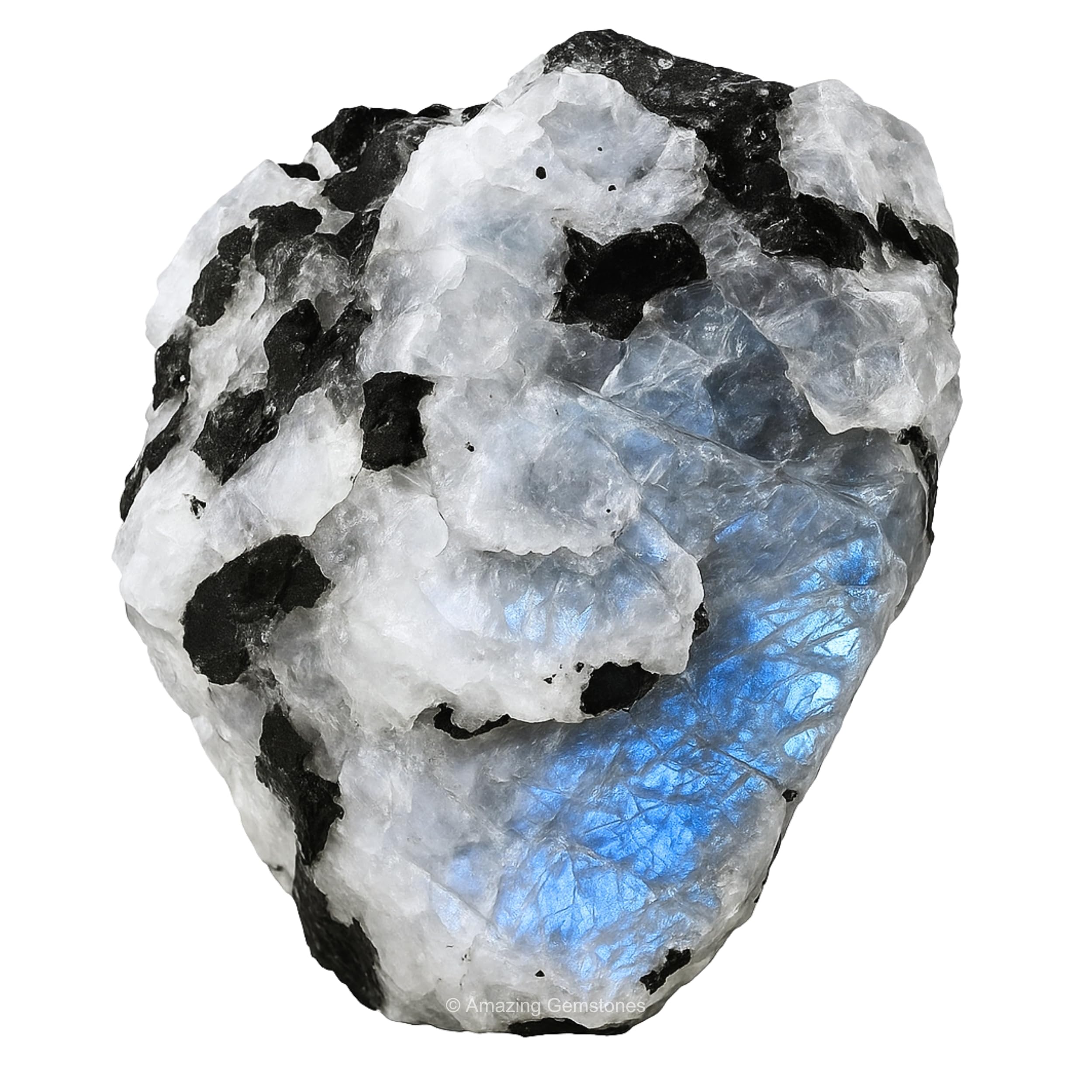Amazing Gemstone Rainbow Moonstone rough stone showing iridescent sheen for creative inspiration.