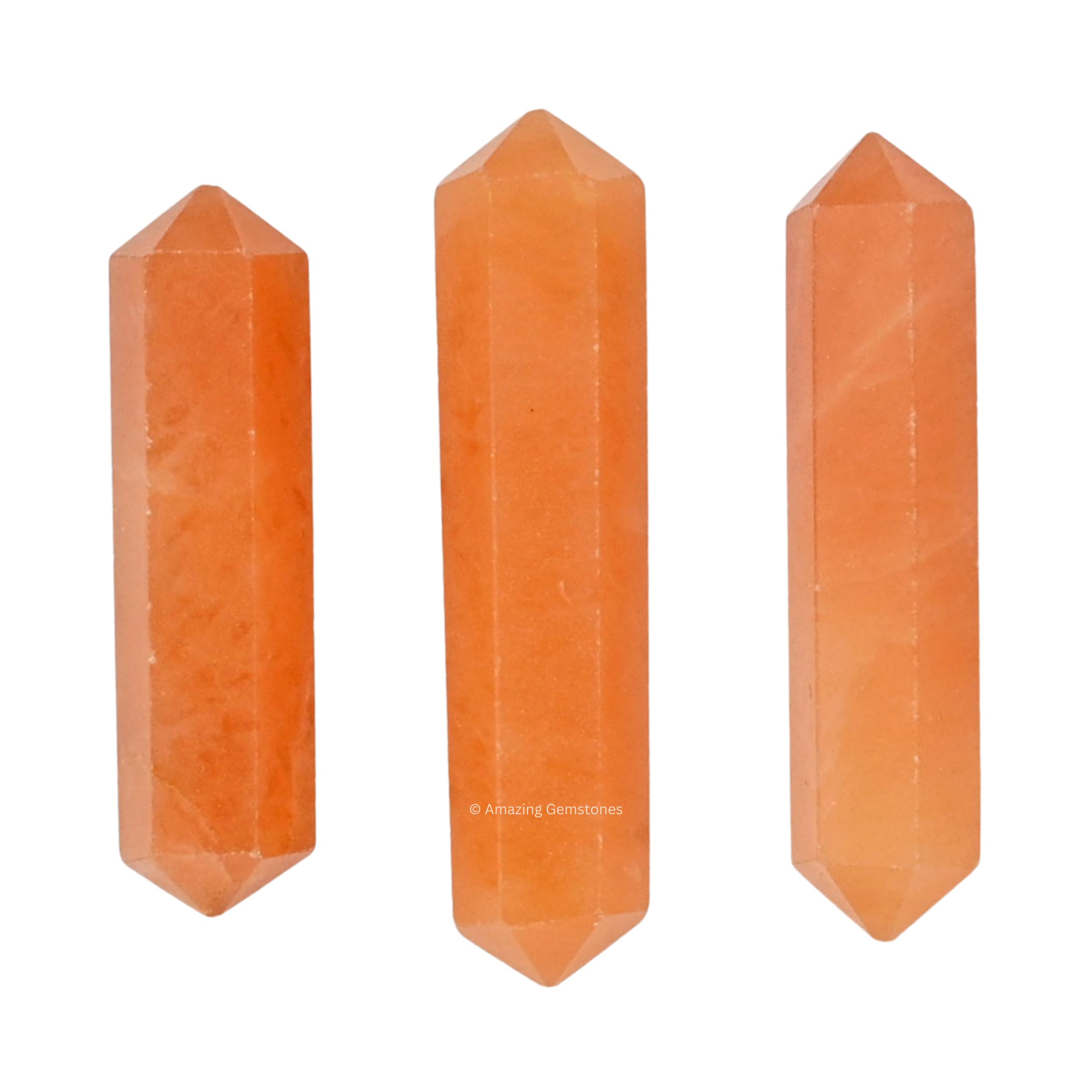 Amazing Gemstone red aventurine wand closeup showing natural texture and double terminated facets.
