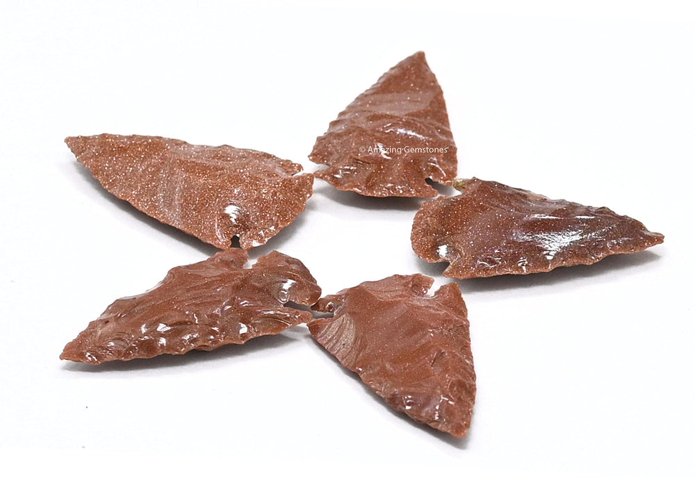 Amazing Gemstone red goldstone arrowhead in velvet bag, ideal for Native decor.