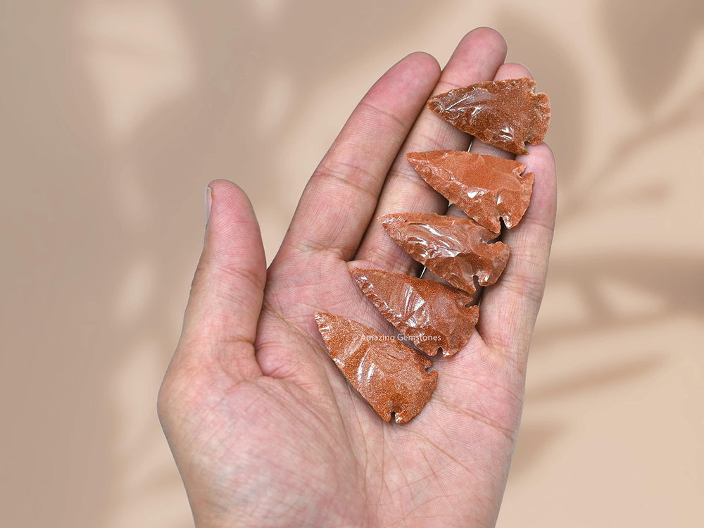 Amazing Gemstone red goldstone arrowhead for DIY projects and decor ideas.
