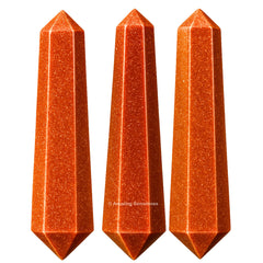 Red Goldstone crystal point closeup showing natural facets for beginners.